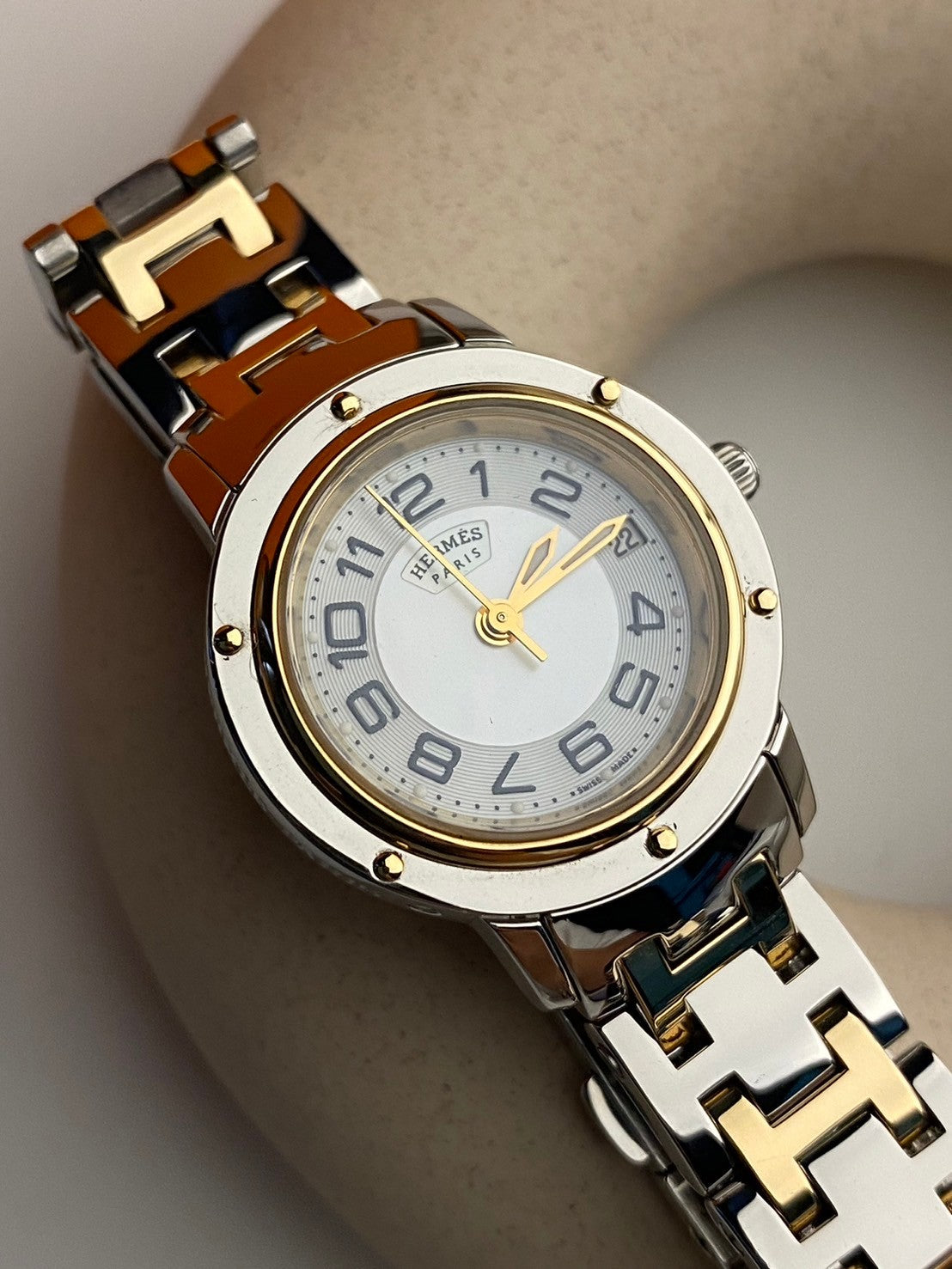 Hermes two tone pearl dial c.8638