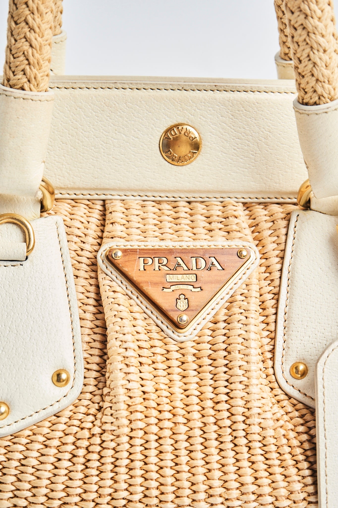 Prada raffia hand bag