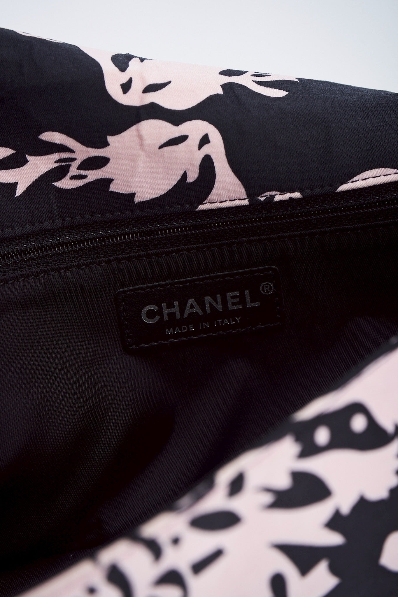 Chanel printed fabric round charm