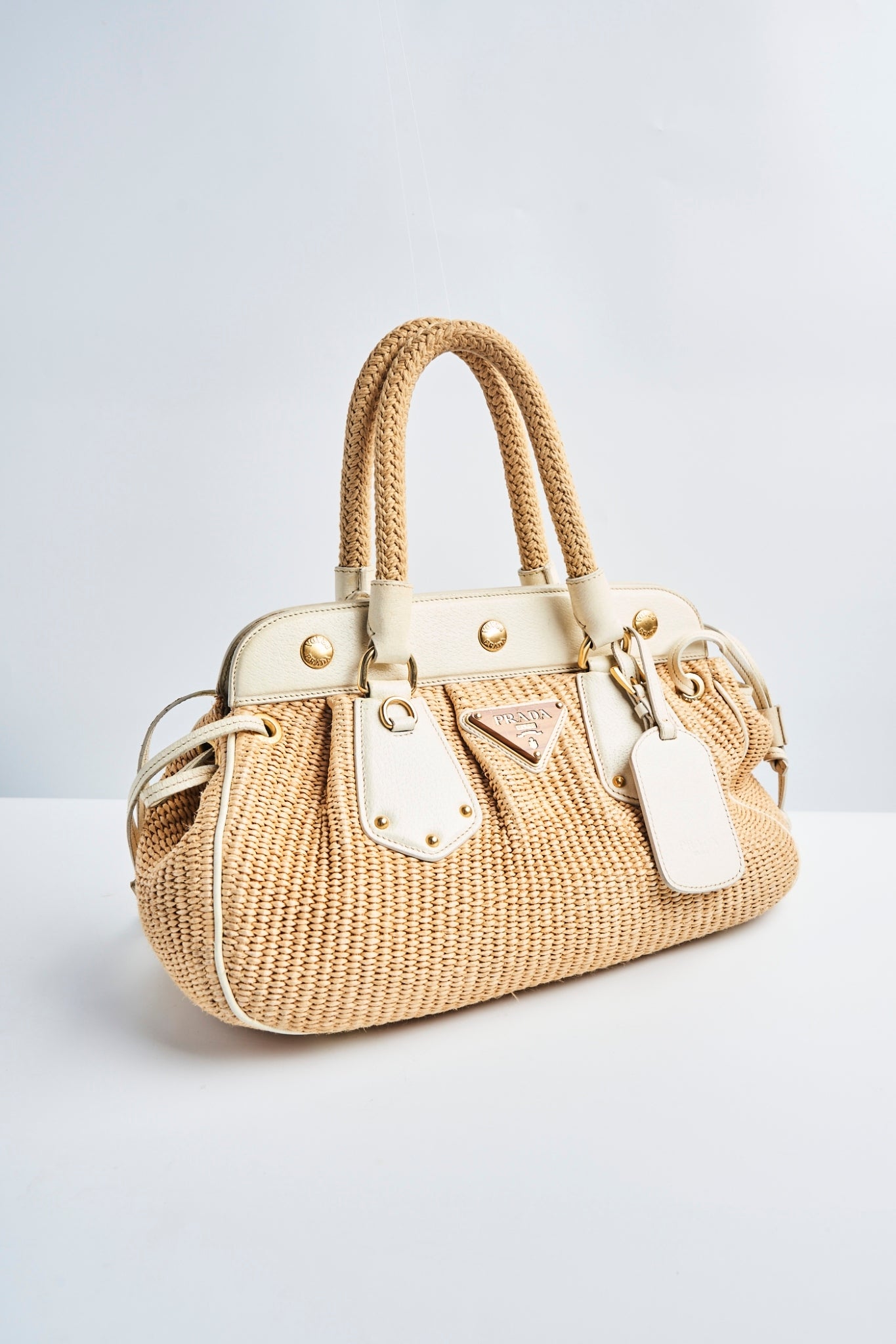 Prada raffia hand bag
