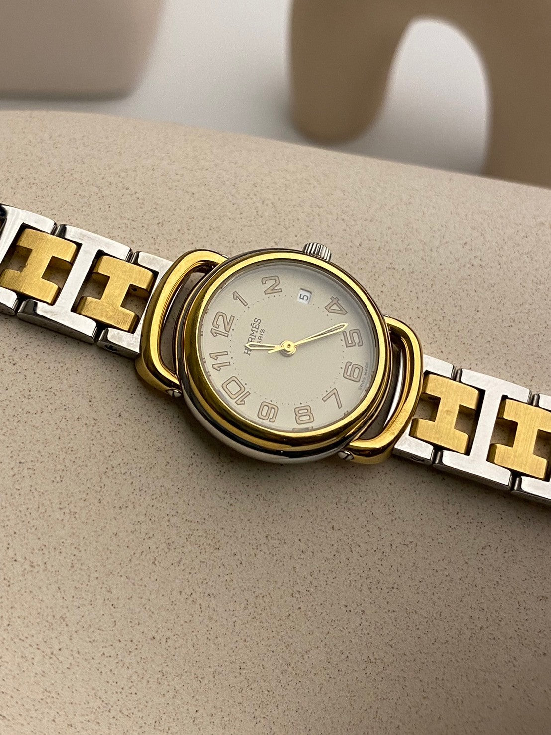 Hermes vintage two tone date lady c.7428