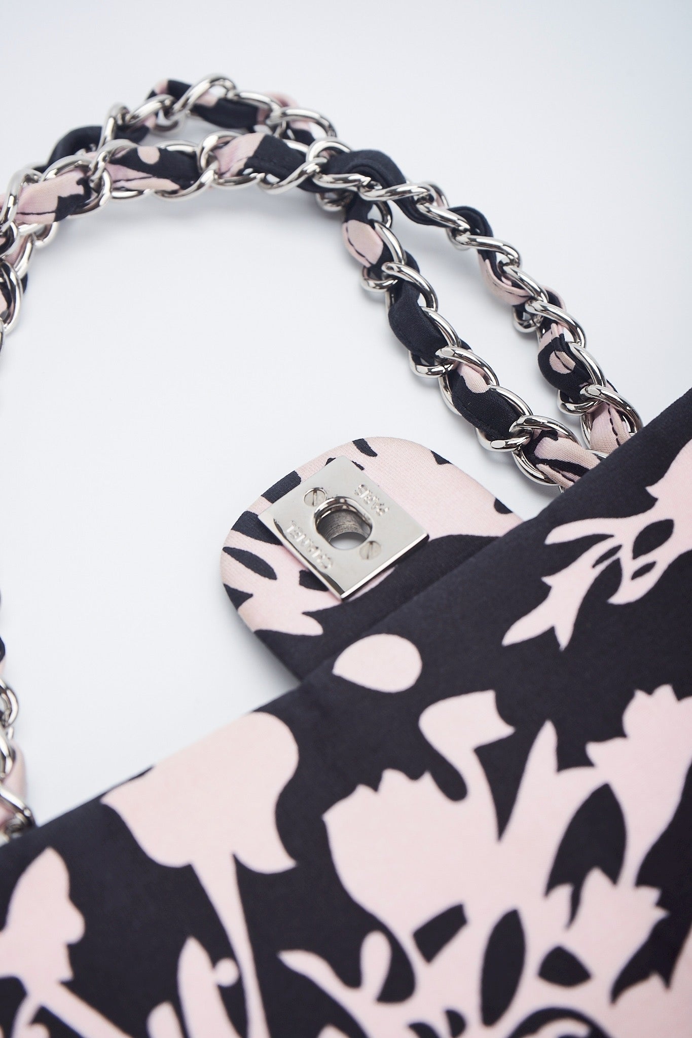Chanel printed fabric round charm