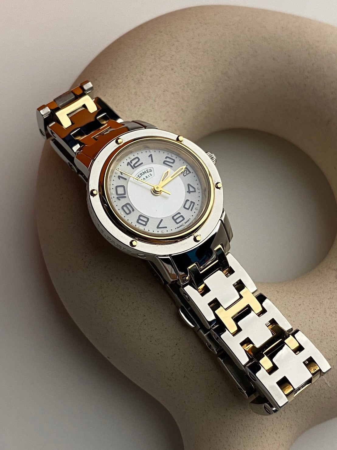 Hermes two tone pearl dial c.8638