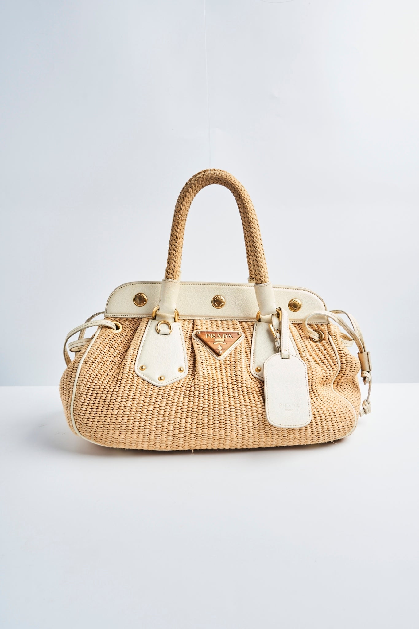 Prada raffia hand bag