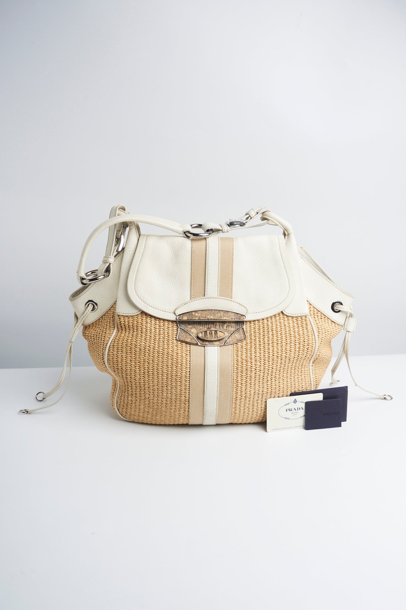 Prada raffia shoulder bag