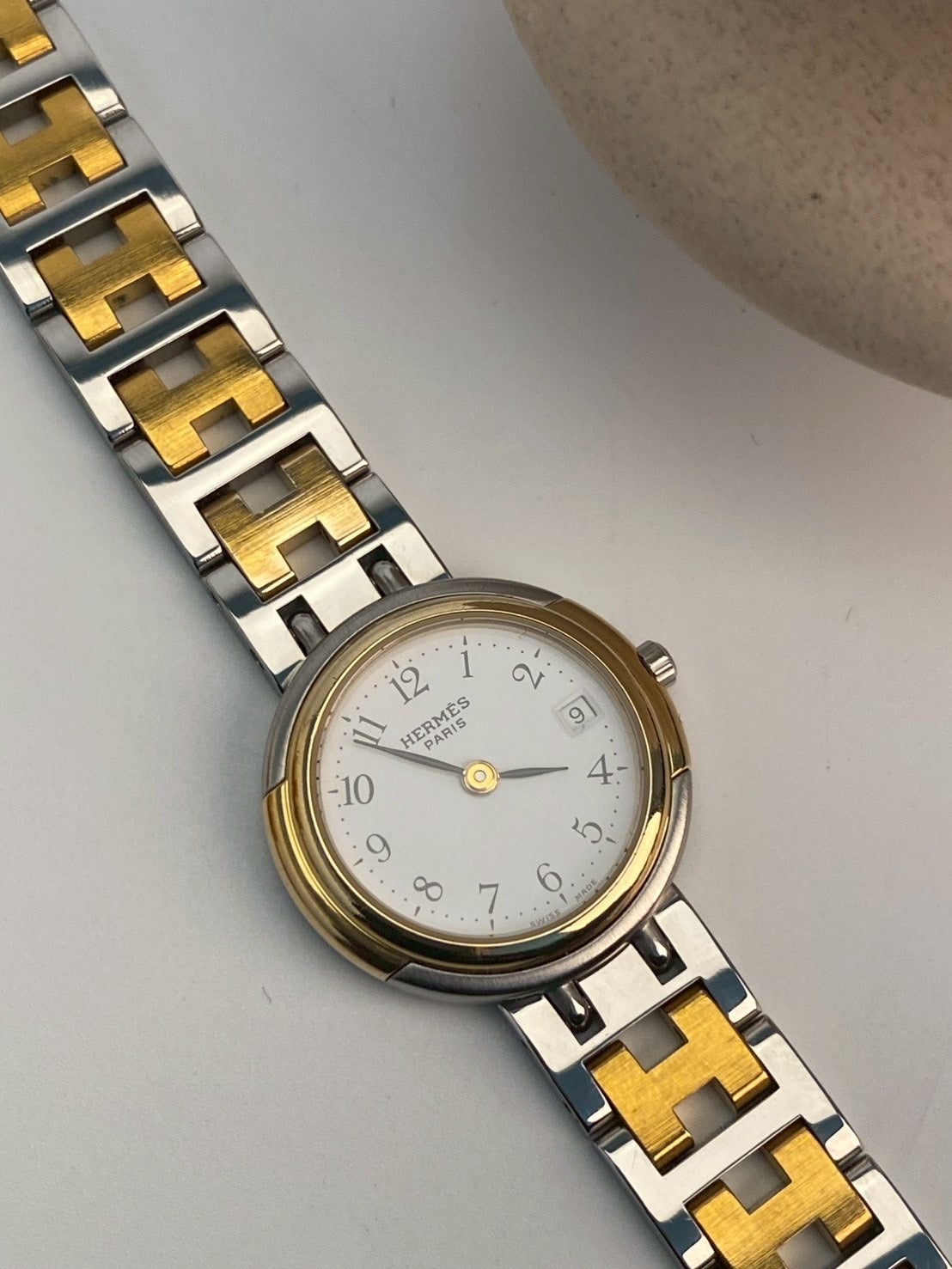 Hermes twotone white dial c.9608