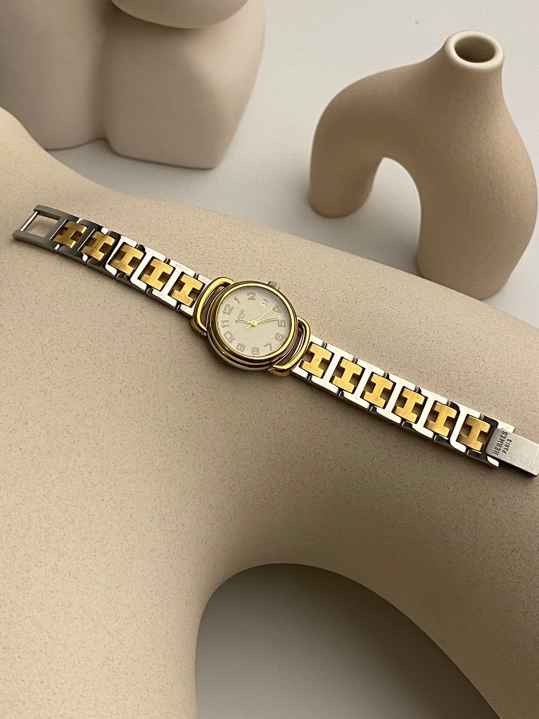 Hermes vintage two tone date lady c.7428