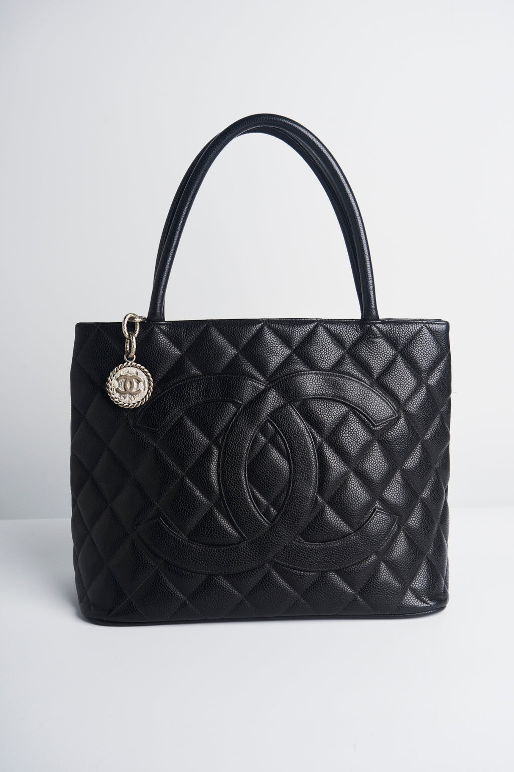 Chanel caviar medallion silver hardware