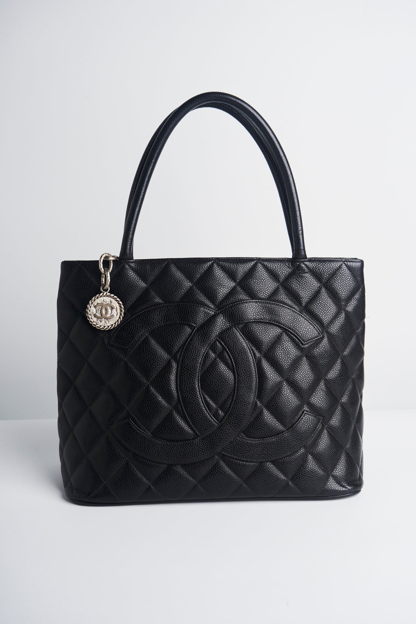 Chanel caviar medallion silver hardware