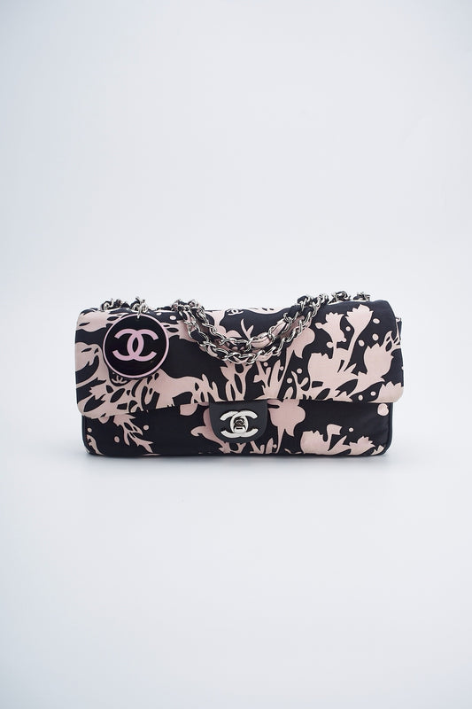 Chanel printed fabric round charm