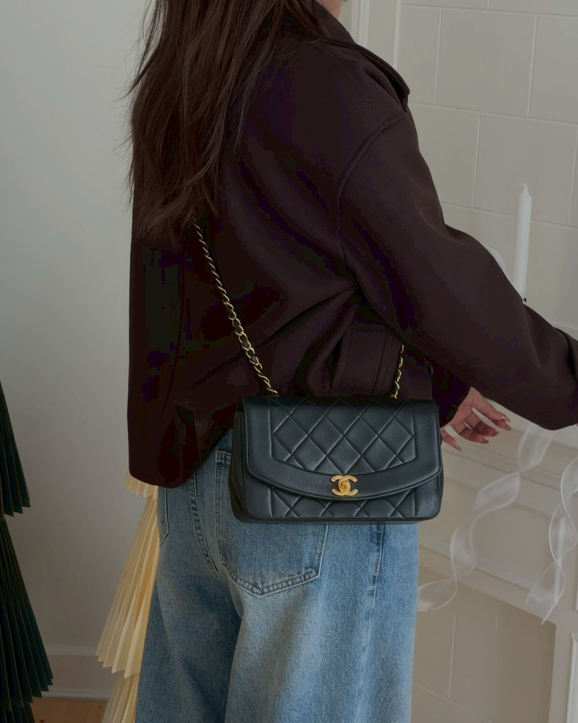 Chanel diana lamdskin