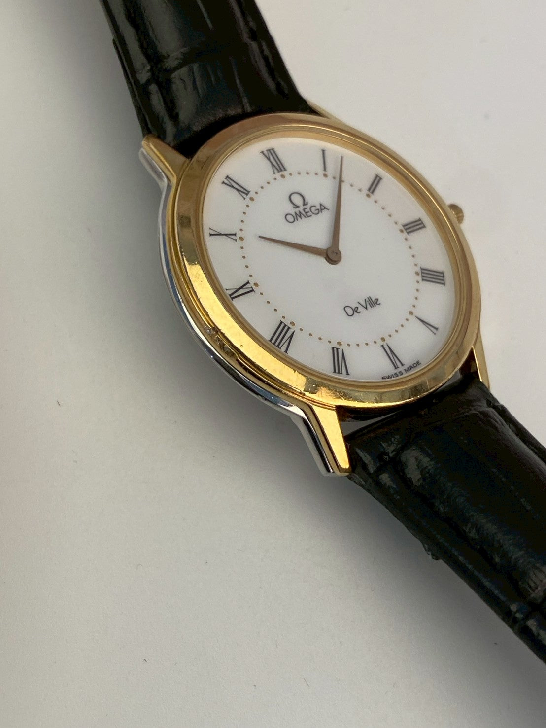Omega deville white dial gold