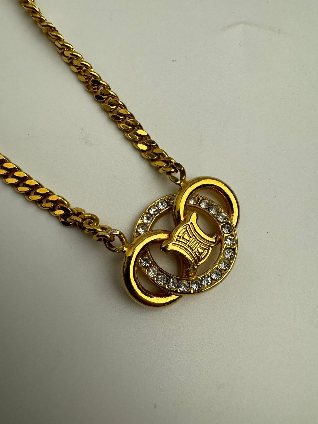 Celine triomphe crystal gold necklace