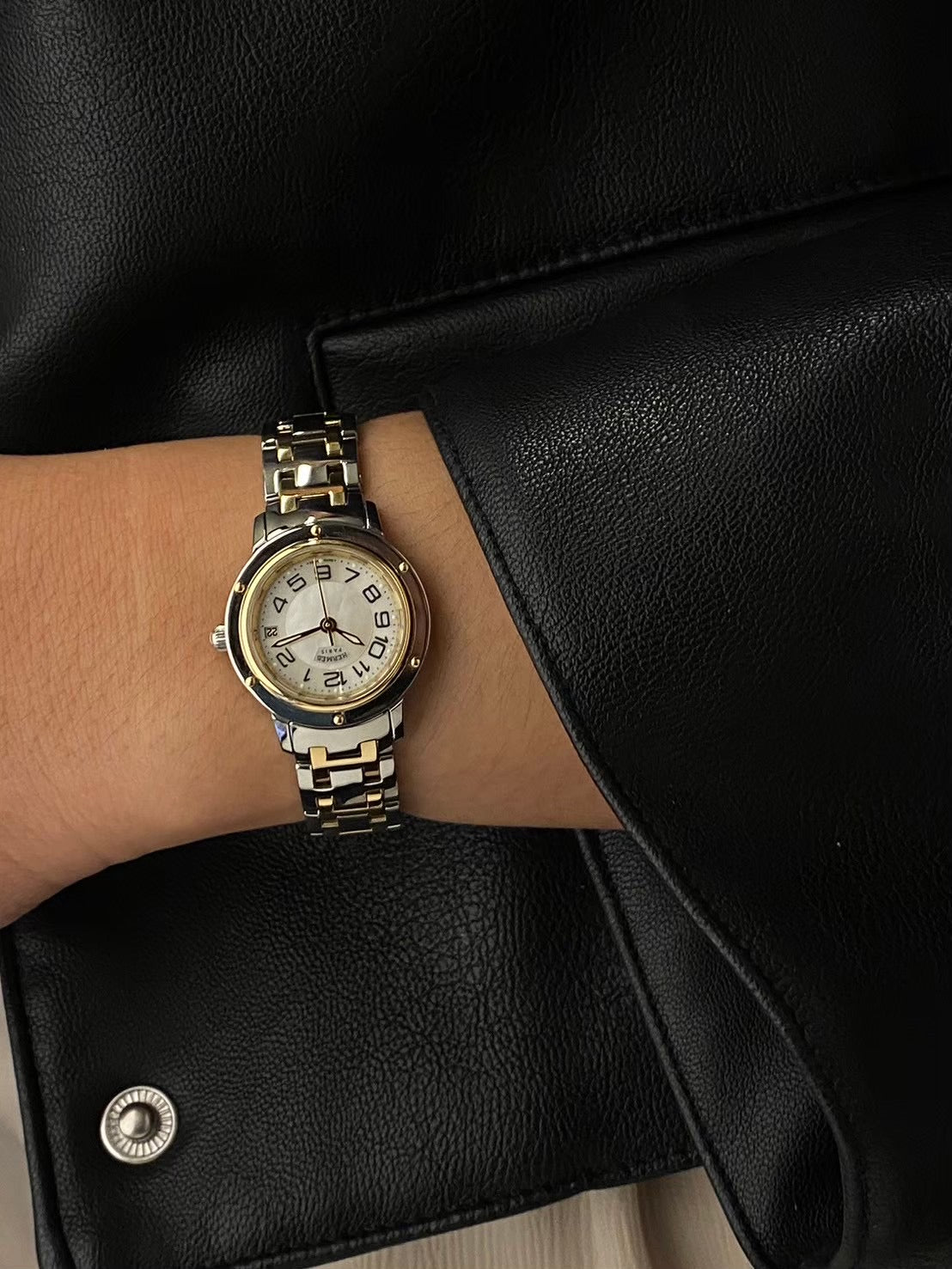 Hermes two tone pearl dial c.8638