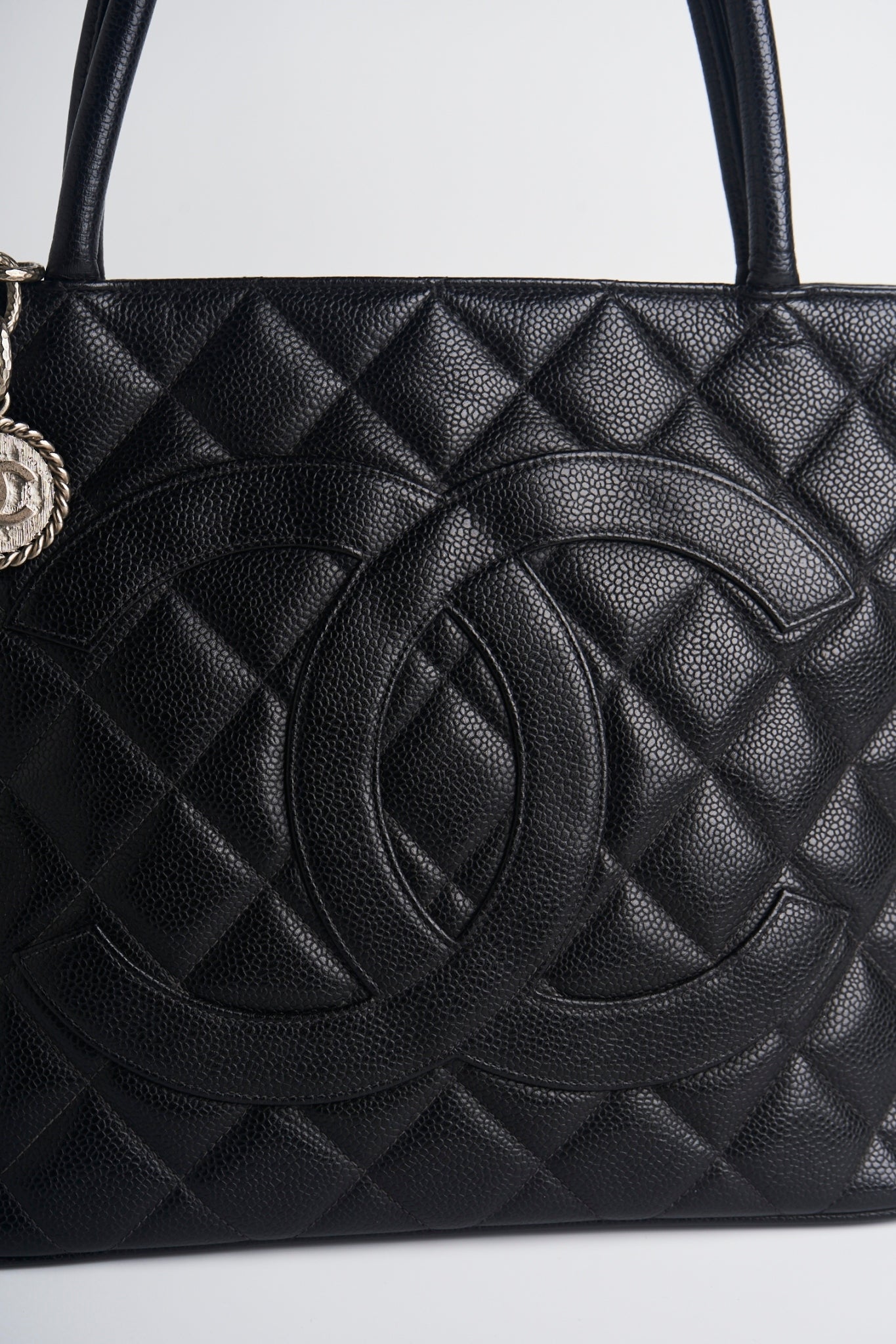 Chanel caviar medallion silver hardware