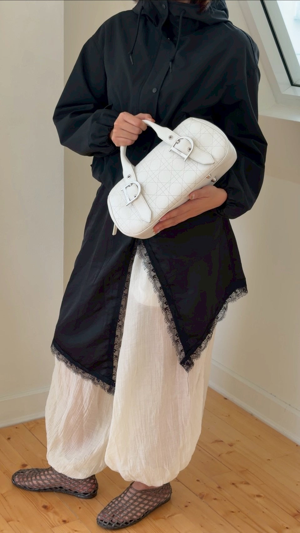 Dior logo white handbag