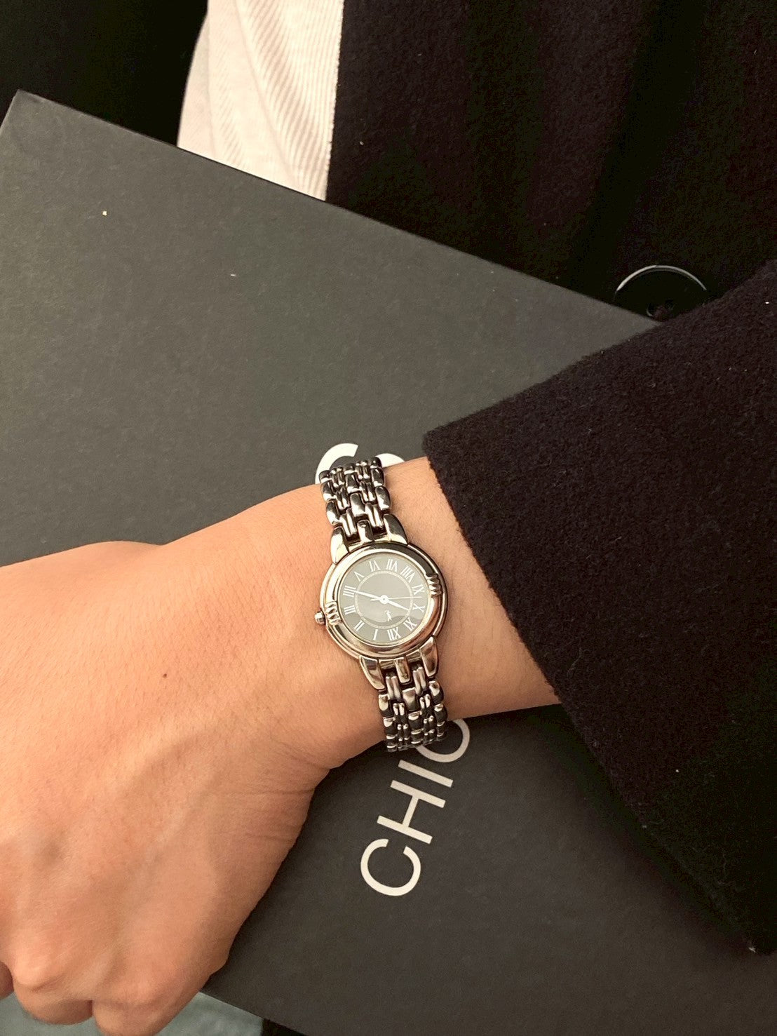 Ysl black dial silver watch