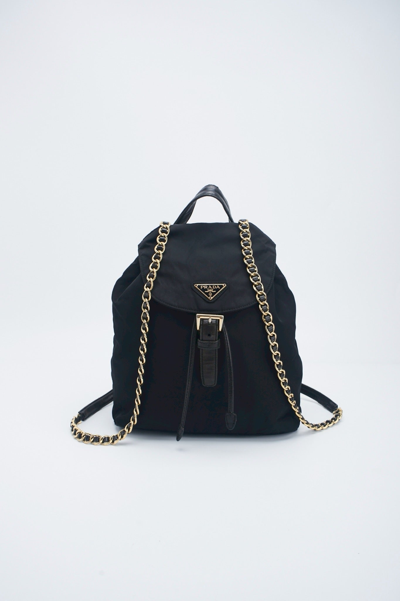 Prada nylon backpack chain bag