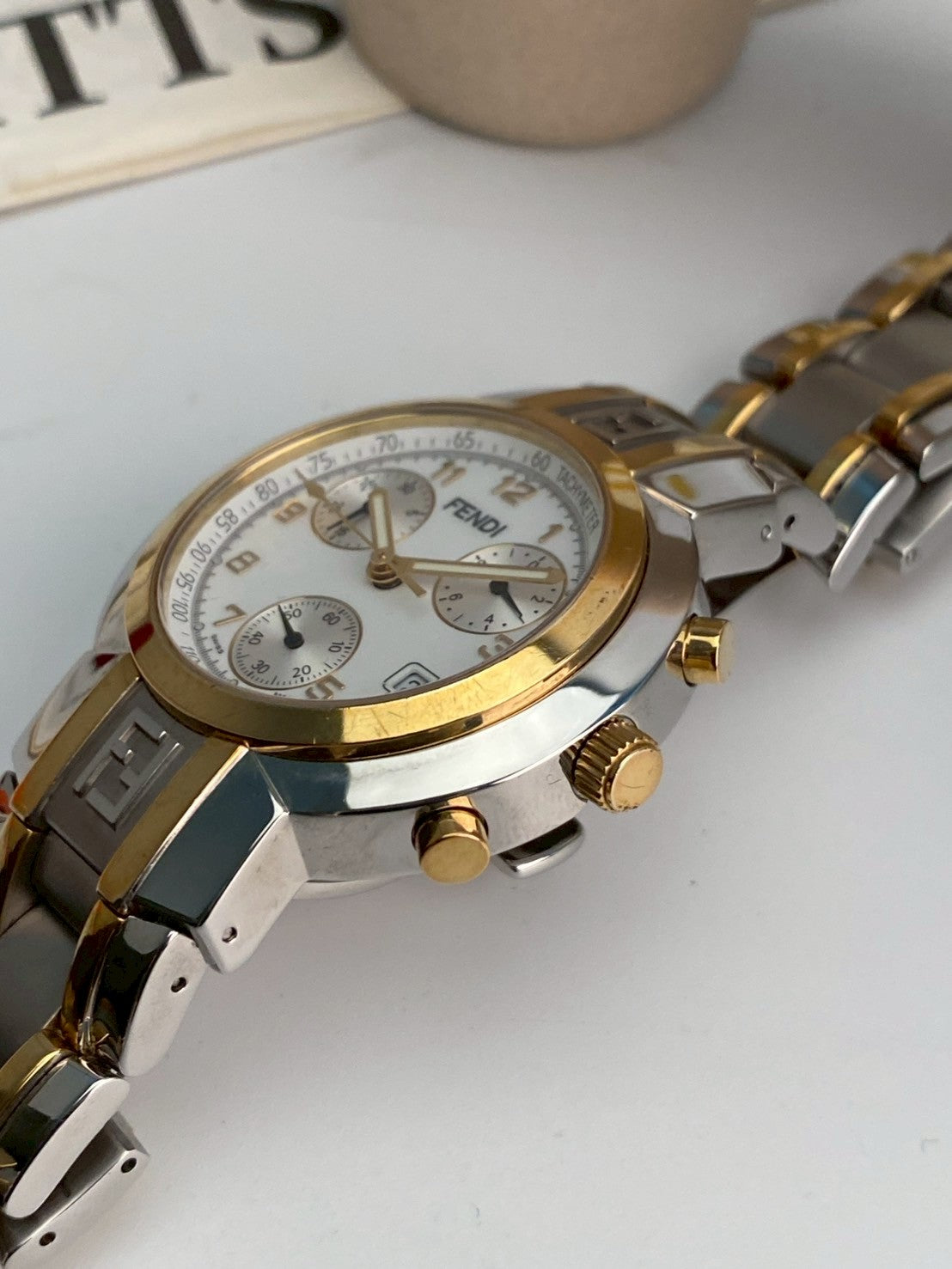 Fendi twotone chronograph c.239