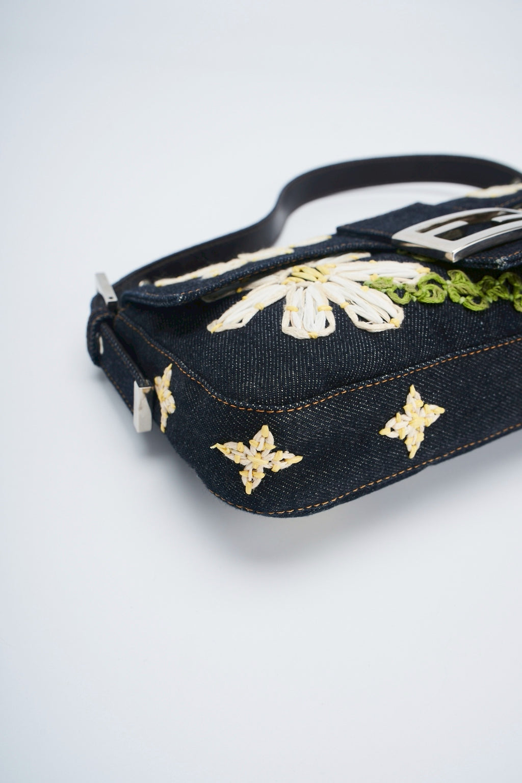 Fendi baguette flower denim