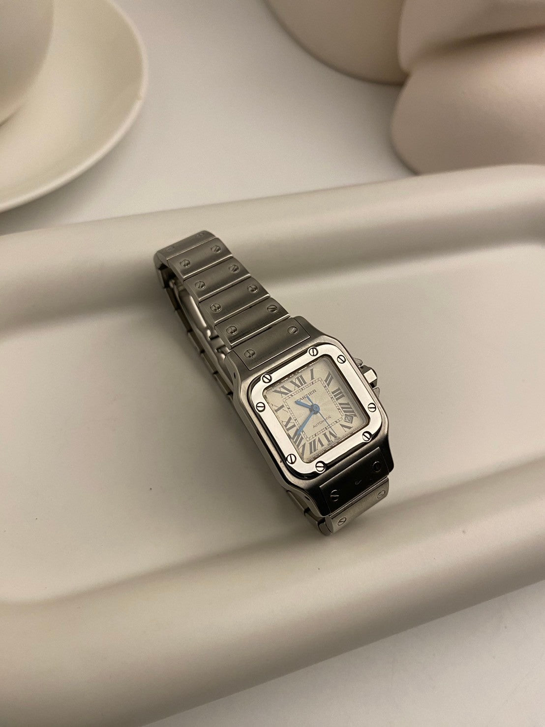 Cartier santos automatic white date