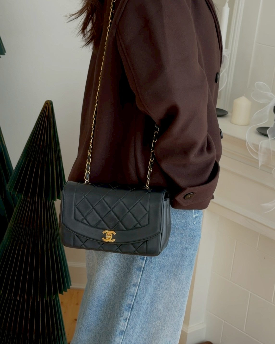 Chanel diana lamdskin