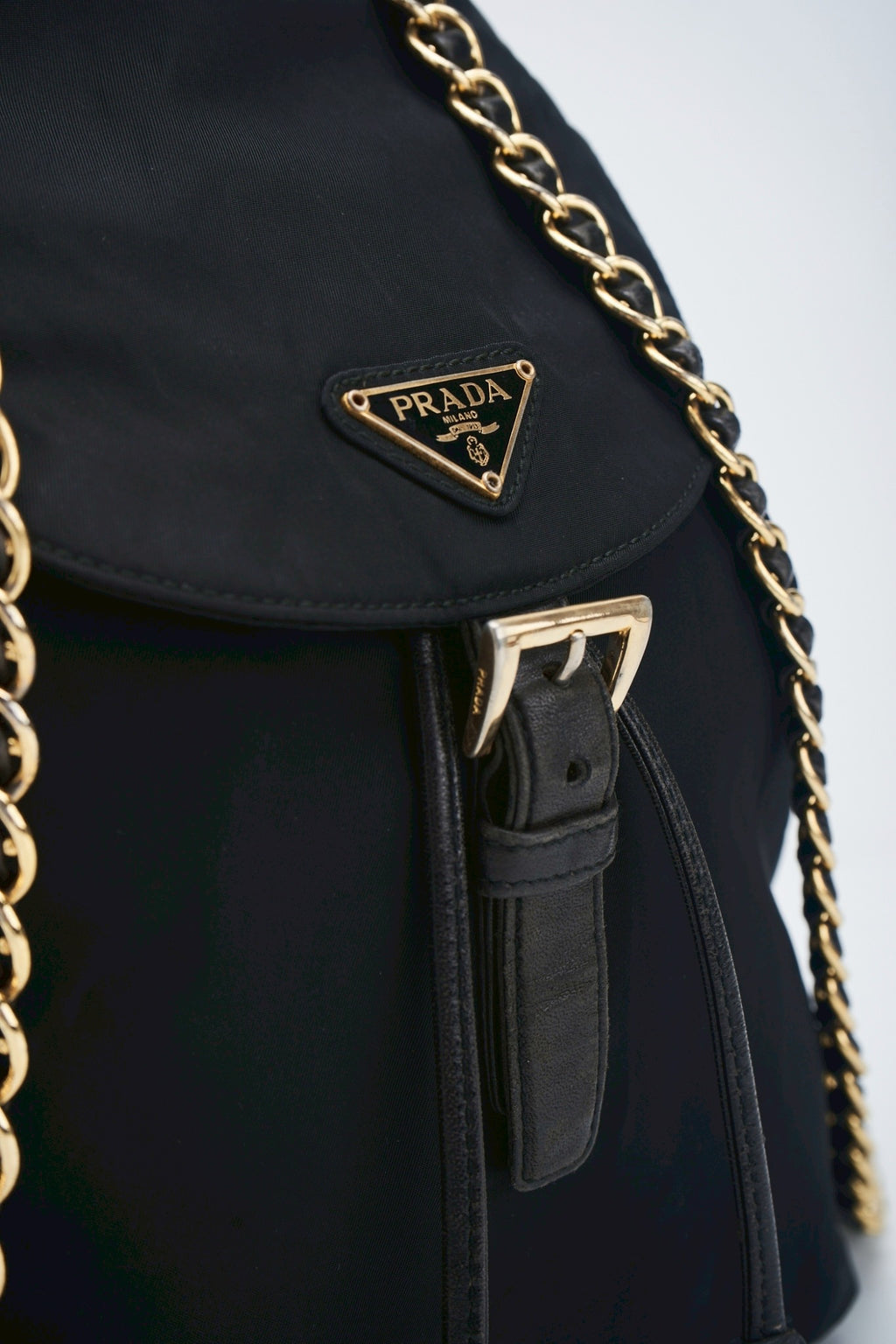 Prada nylon backpack chain bag