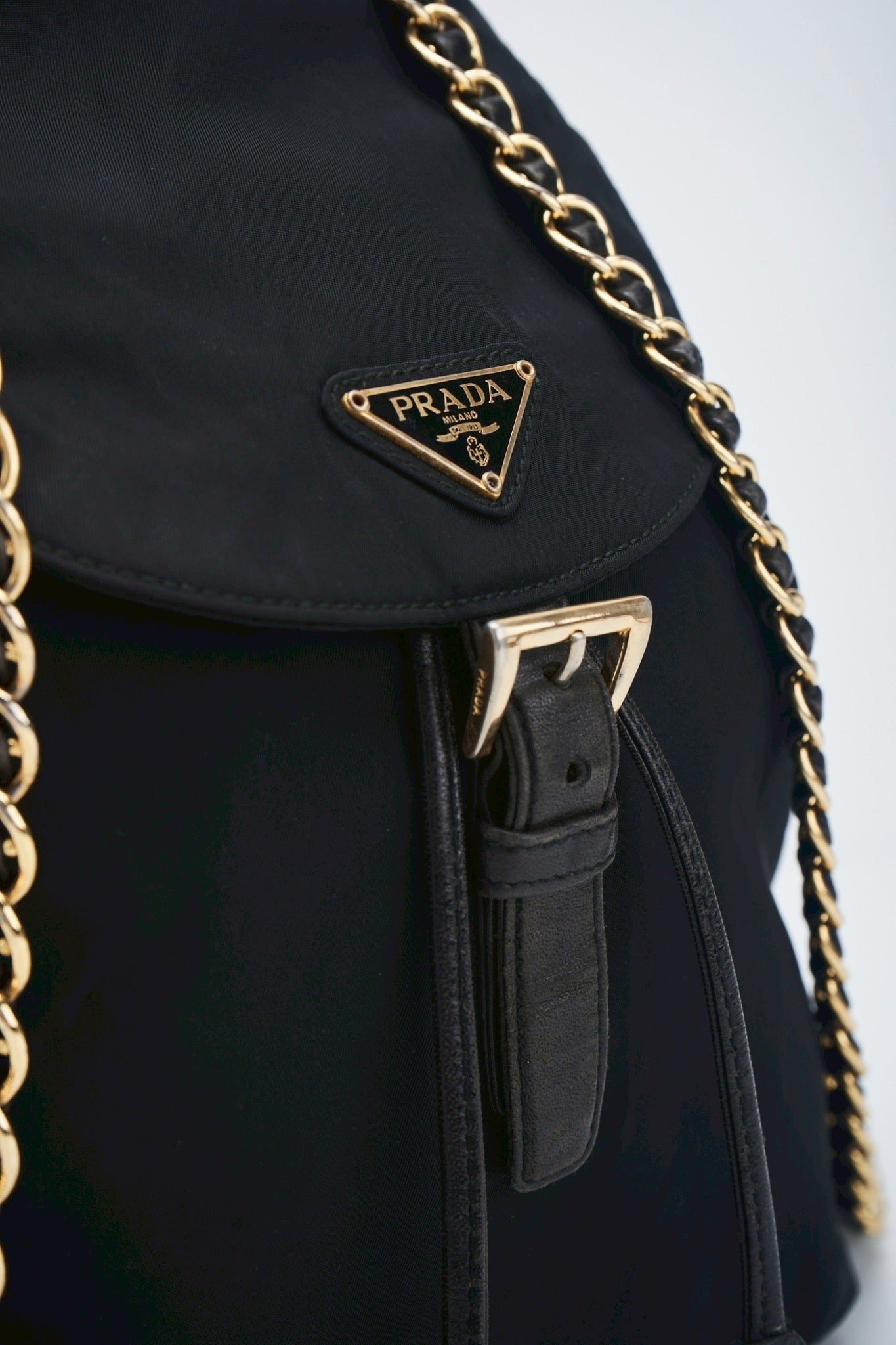 Prada nylon backpack chain bag