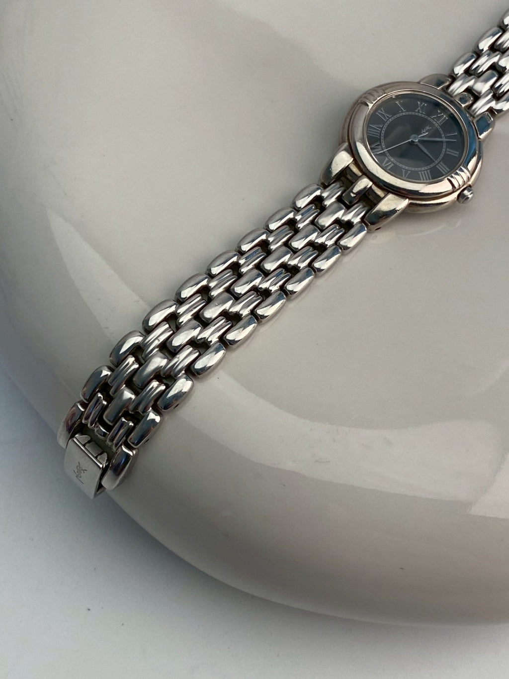 Ysl black dial silver watch