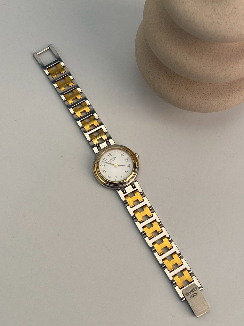 Hermes twotone white dial c.9608