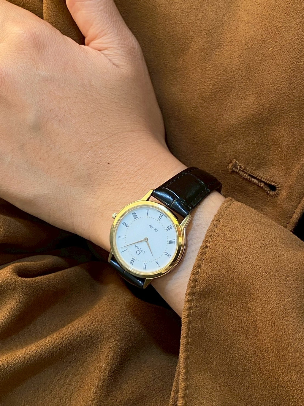 Omega deville white dial gold