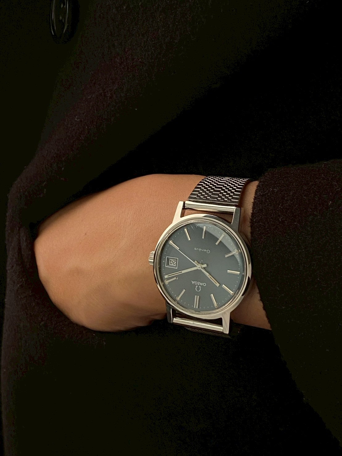 Omega geneve blue dial date watch auto