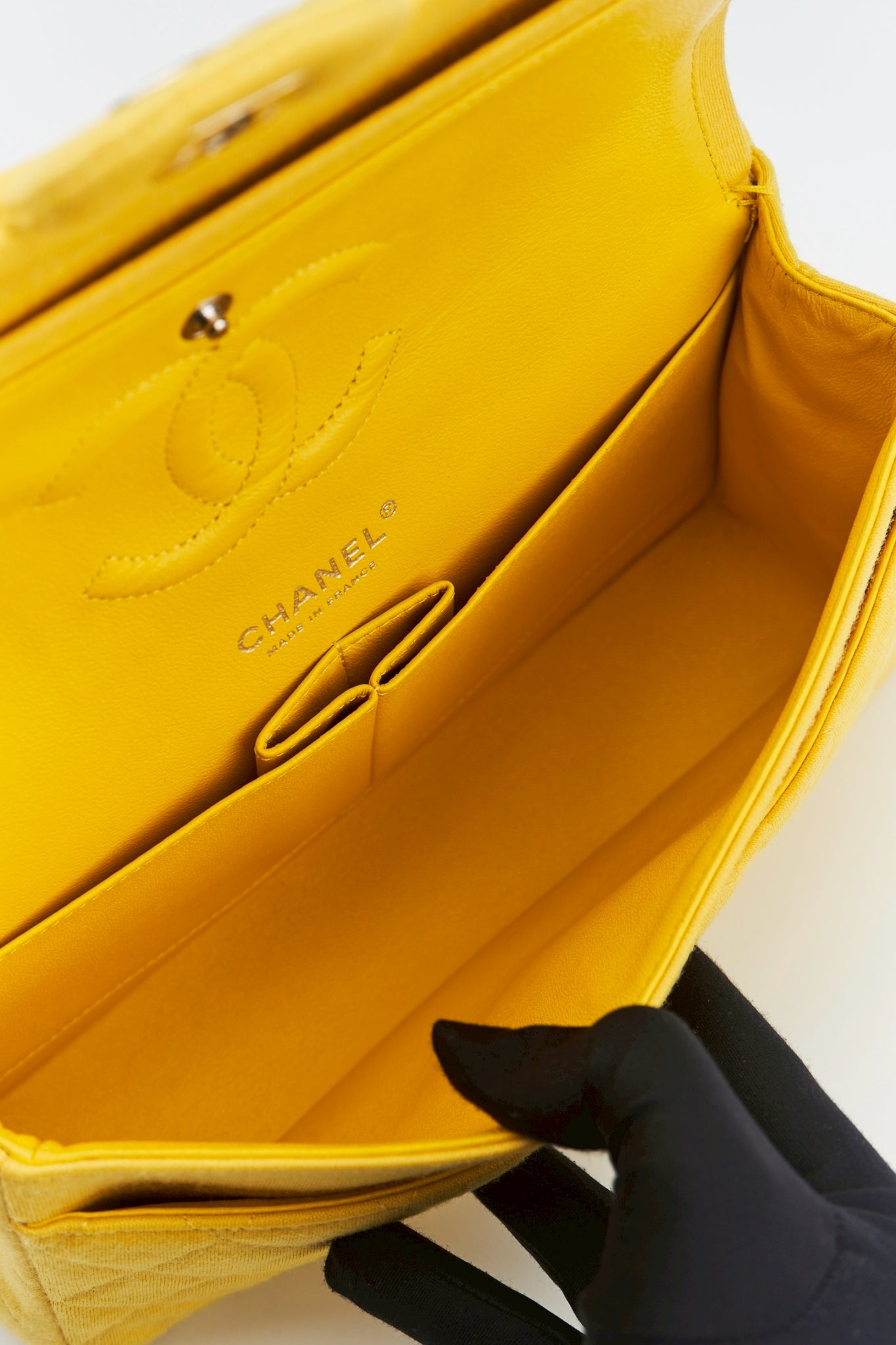 Chanel classic jersey double flab yellow
