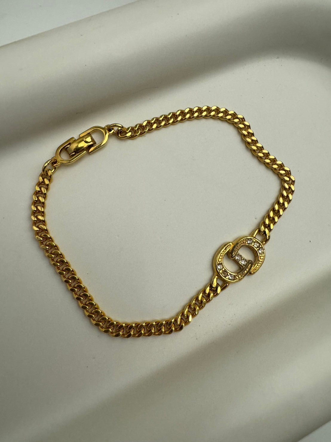 Dior CD logo crystal gold bracelet