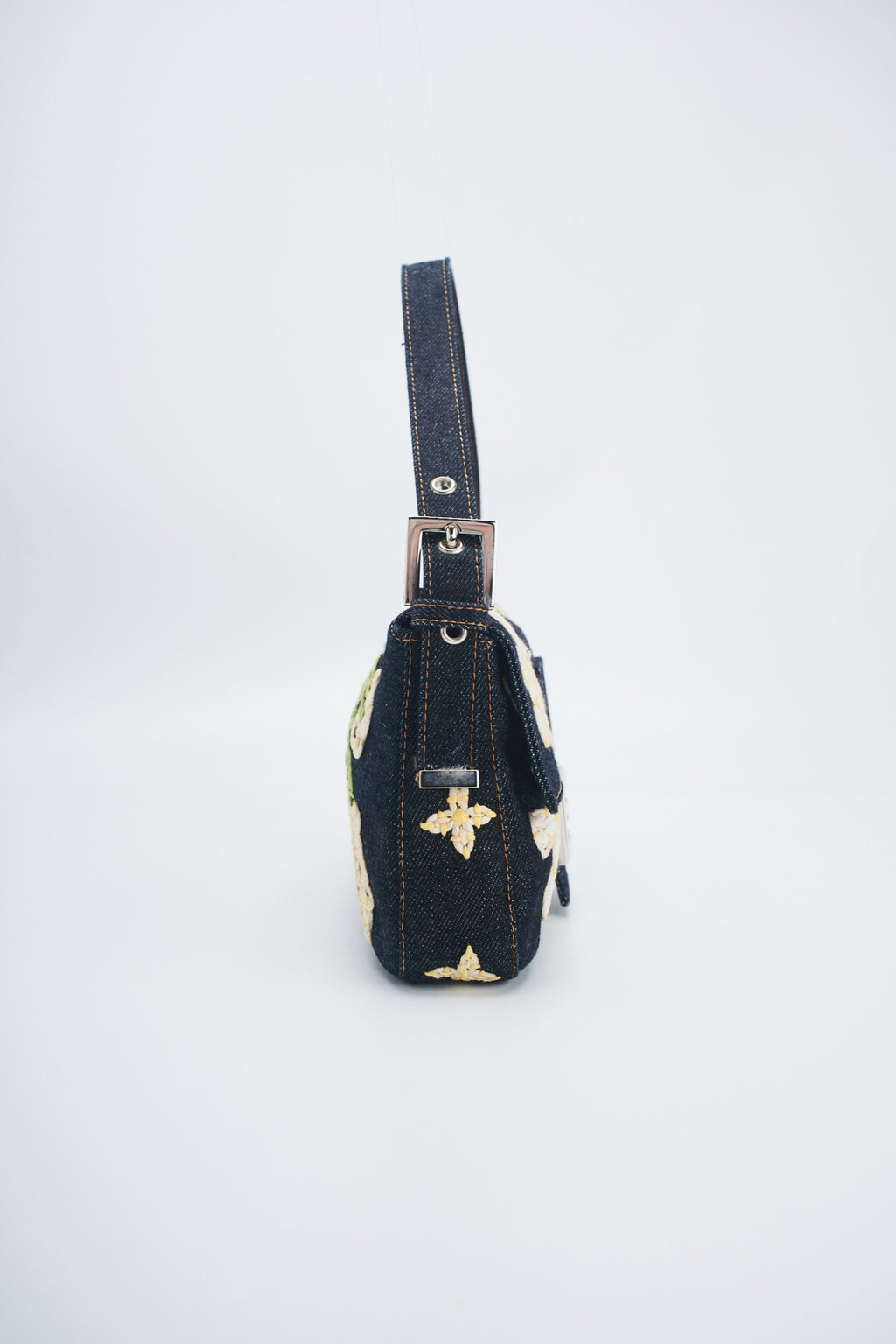 Fendi baguette flower denim