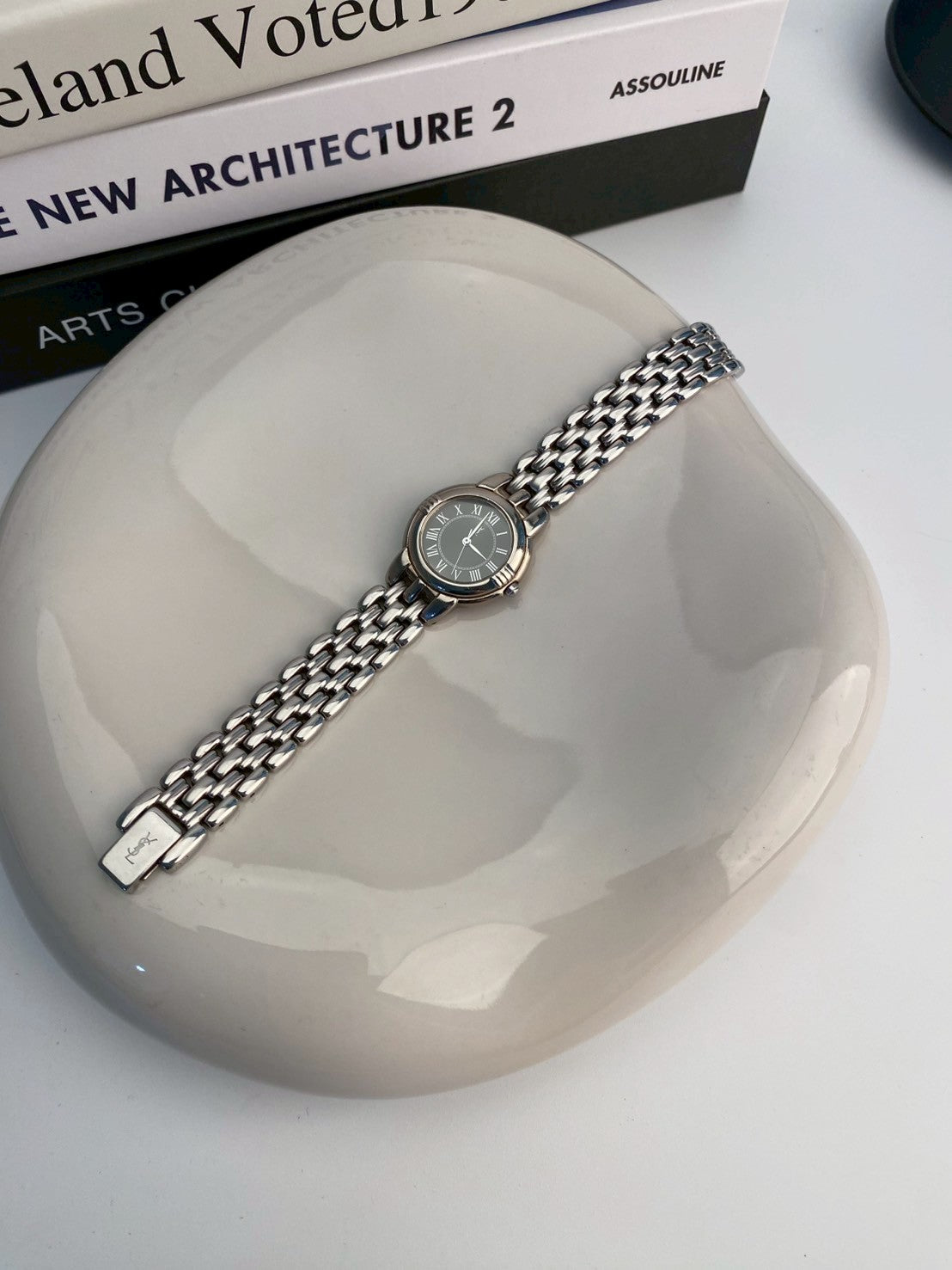 Ysl black dial silver watch