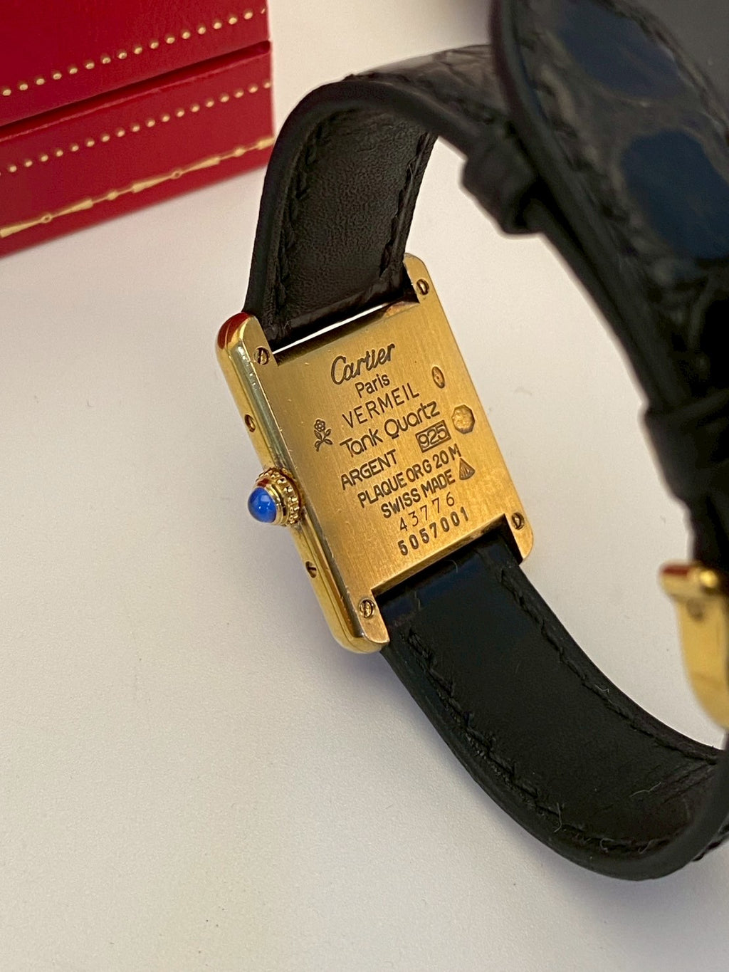 Cartier tank gold white dial sm c.7001