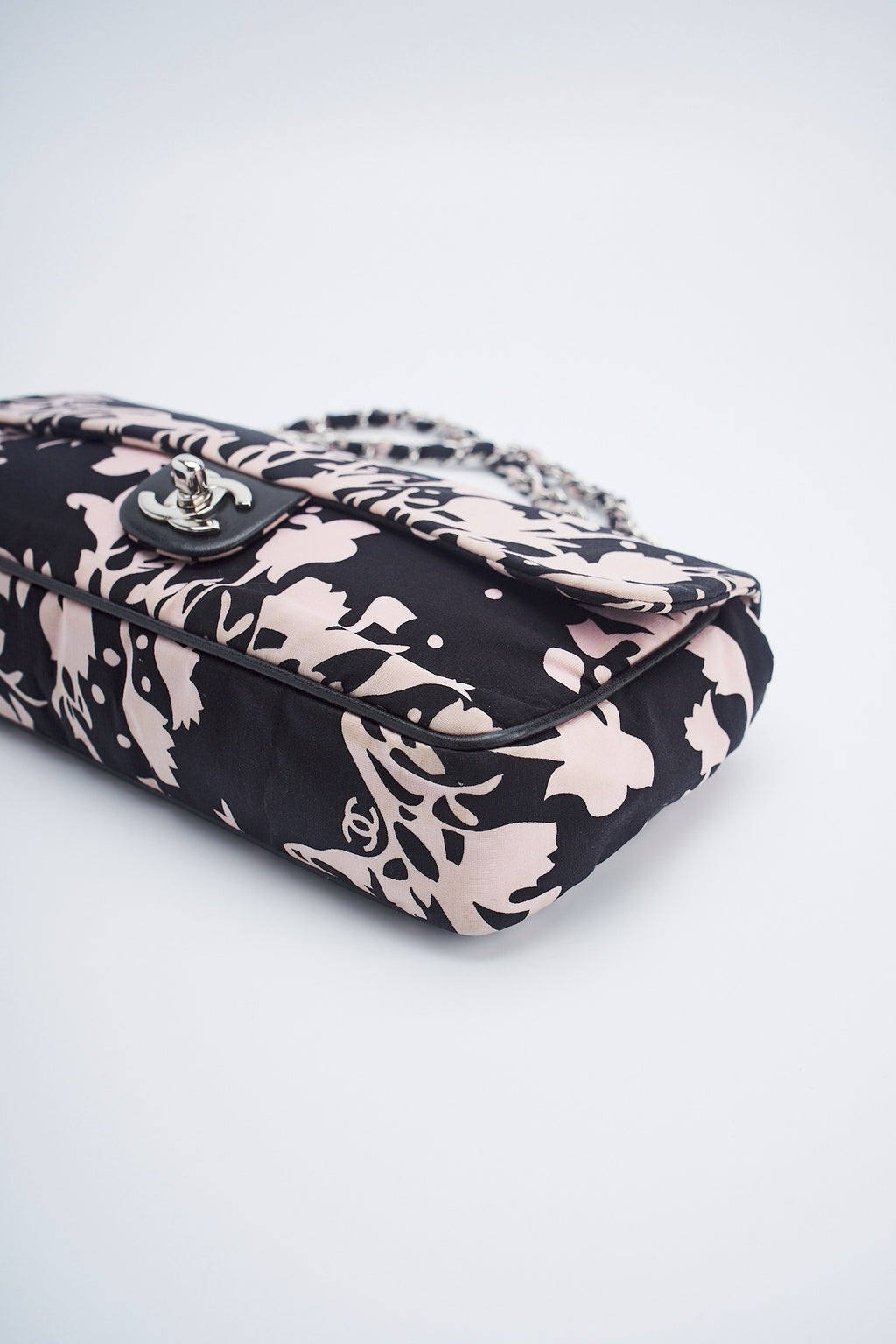 Chanel printed fabric round charm