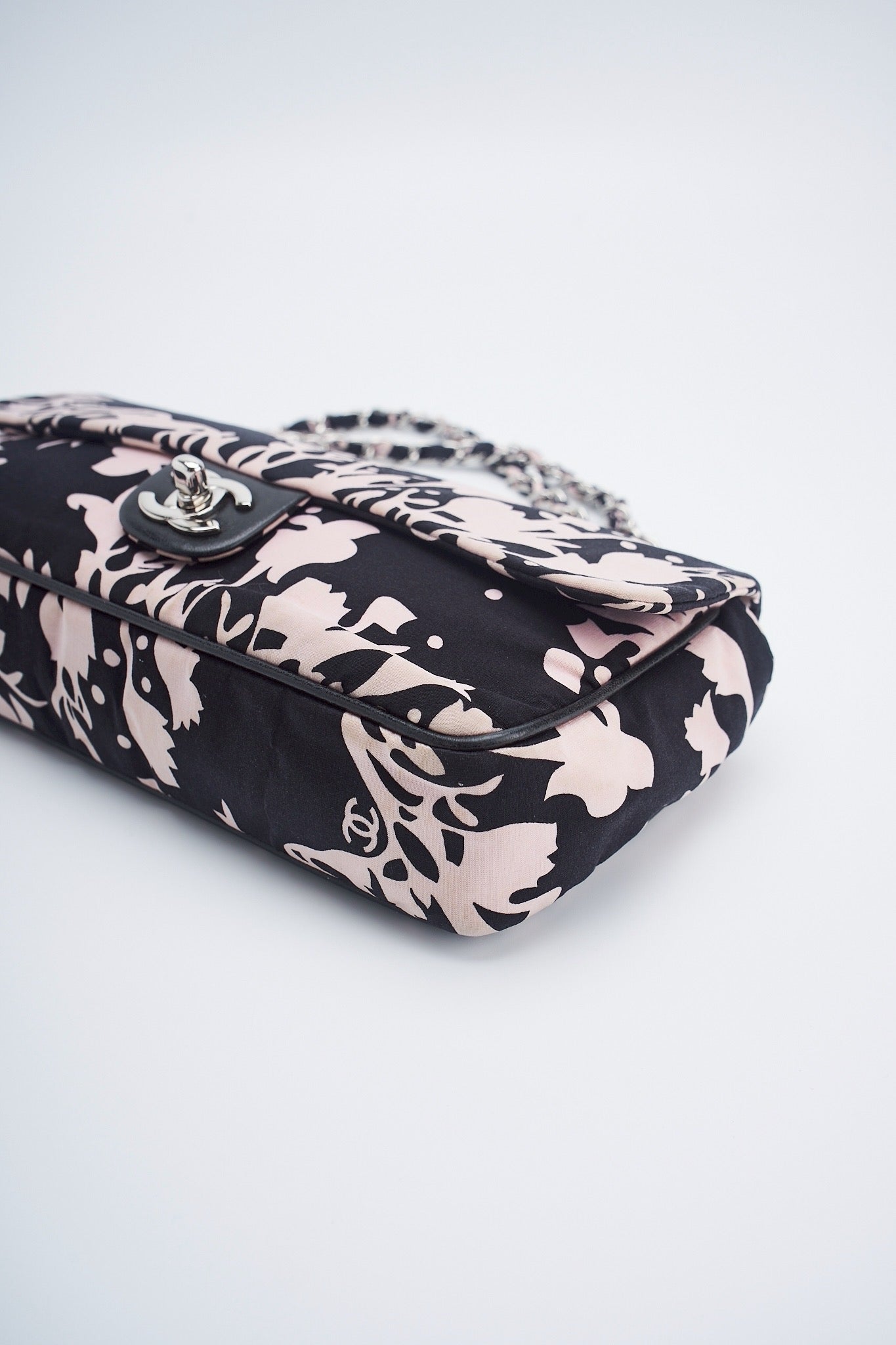 Chanel printed fabric round charm