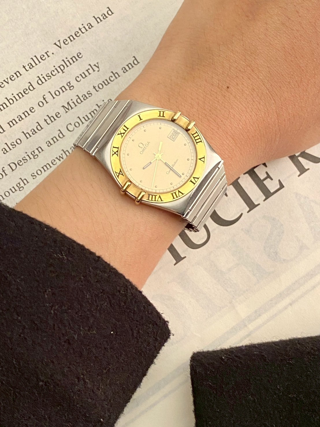 Omega constellation twotone date gold dial