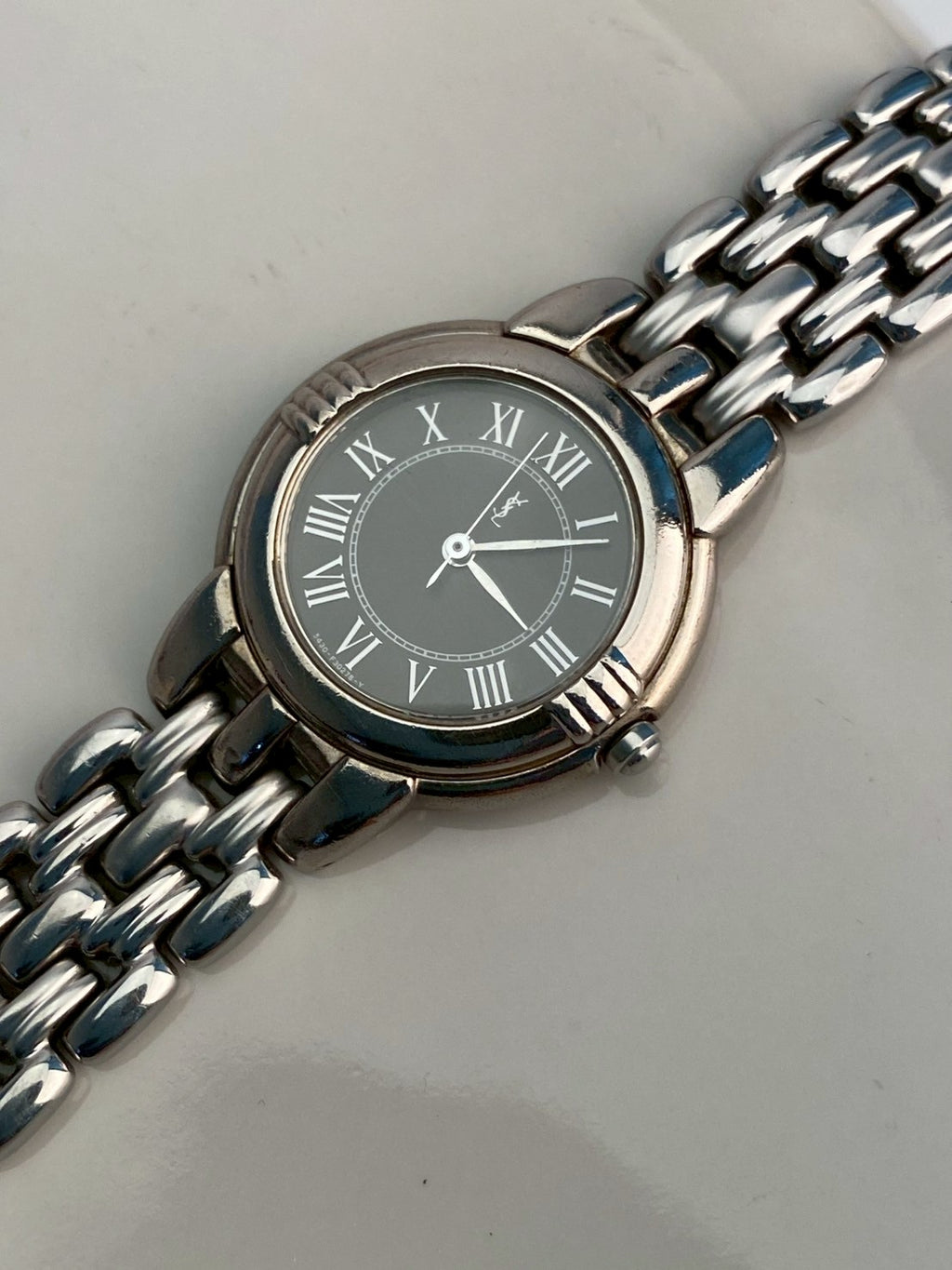 Ysl black dial silver watch