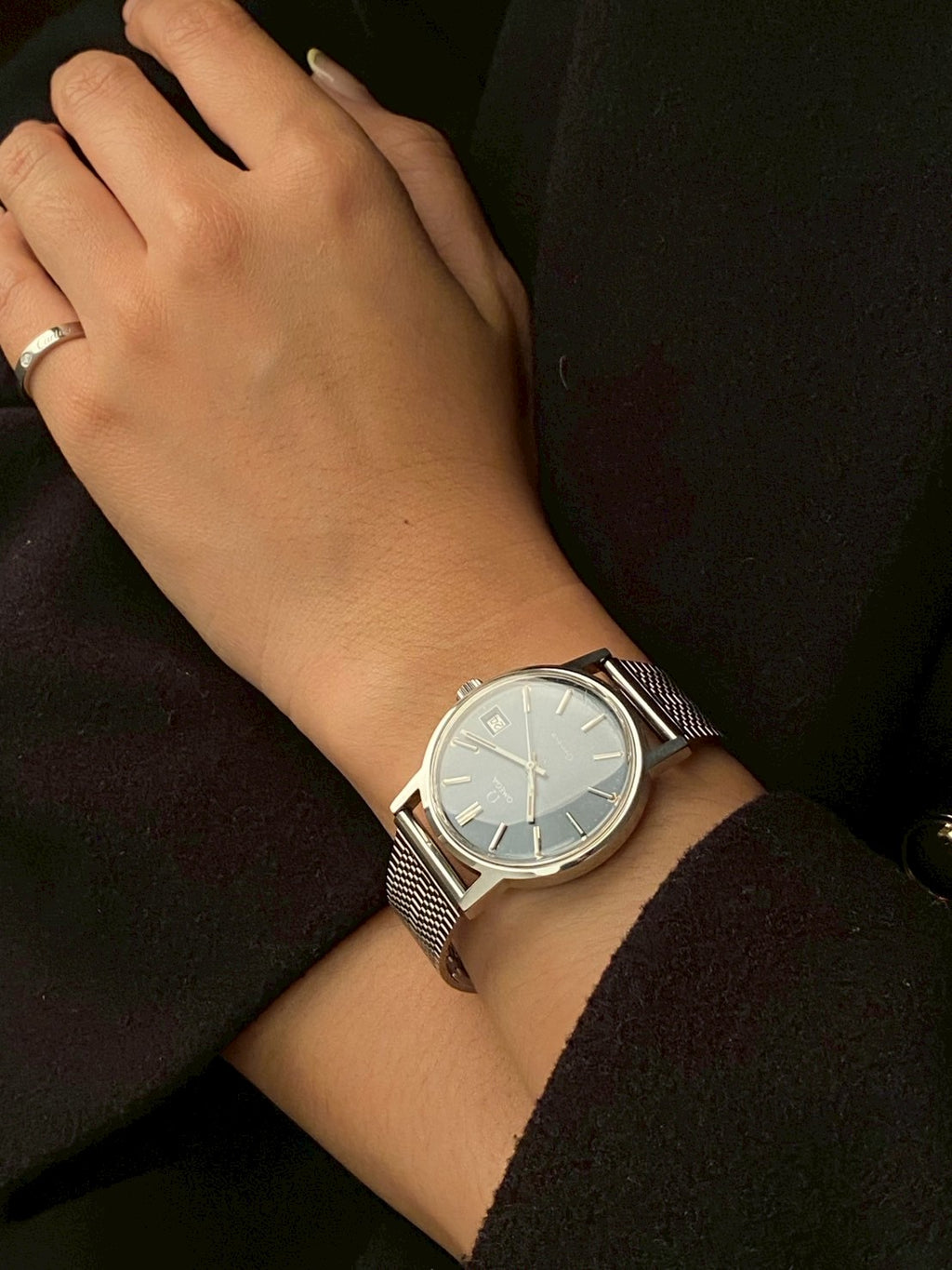 Omega geneve blue dial date watch auto