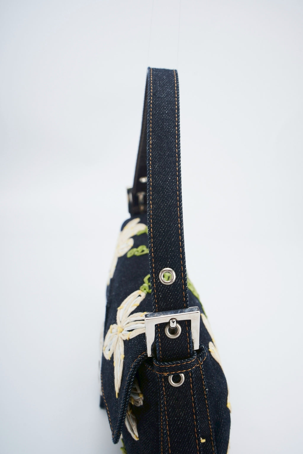 Fendi baguette flower denim