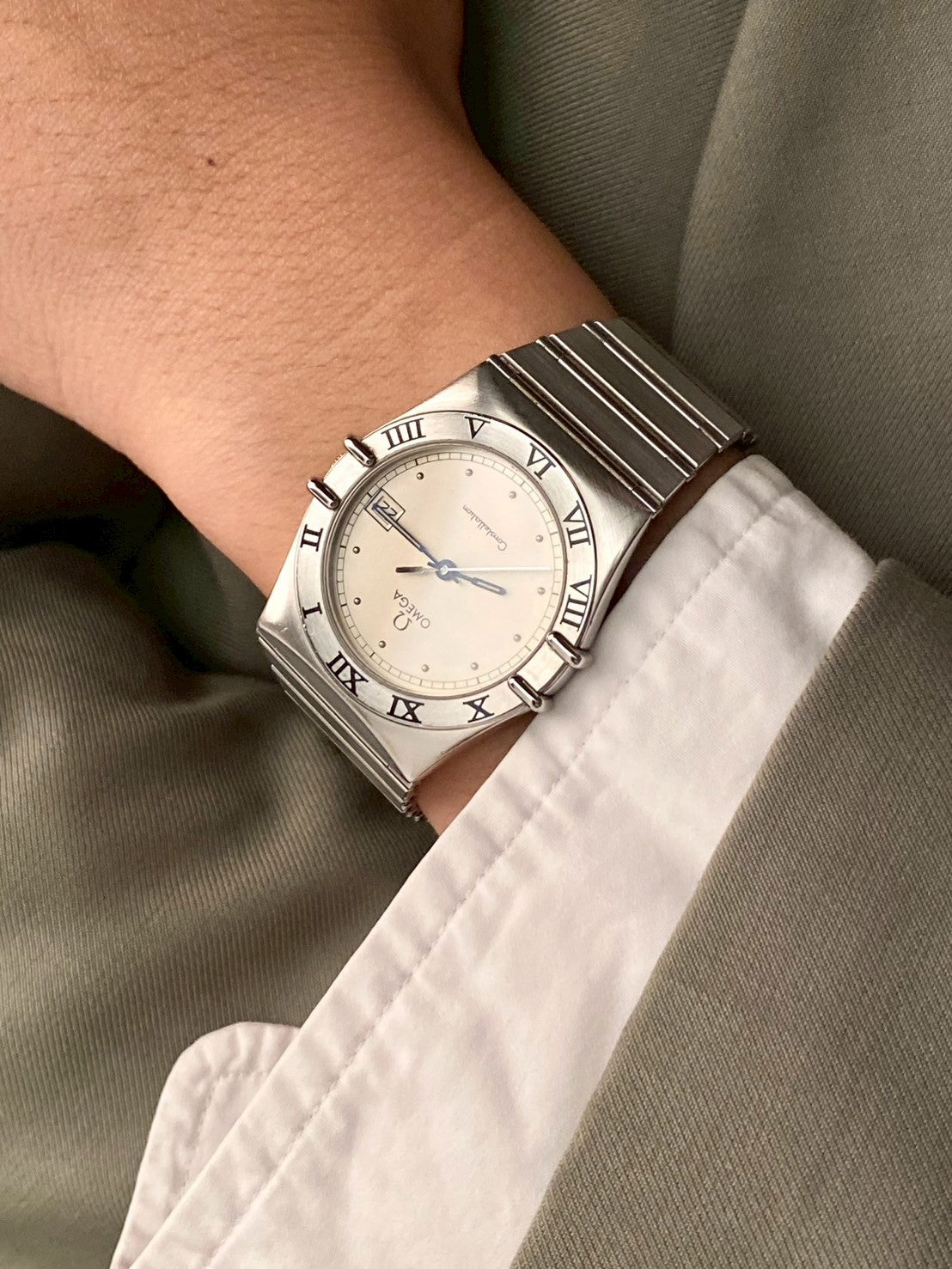 Omega  constellation stainless steel gray dial