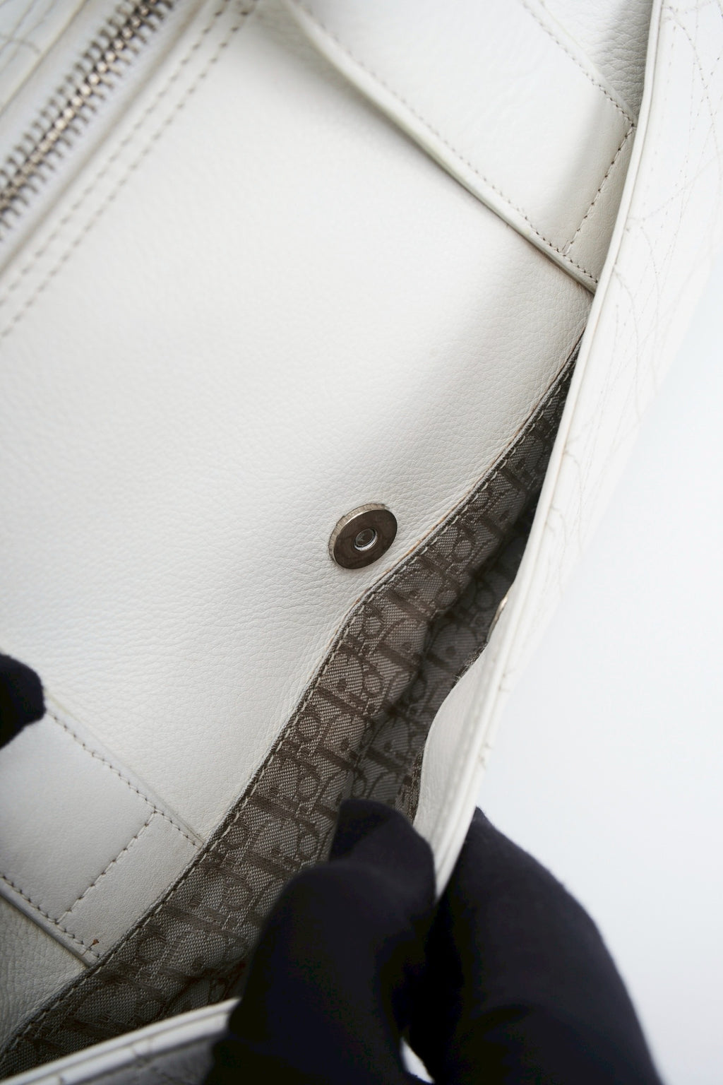 Dior logo white handbag
