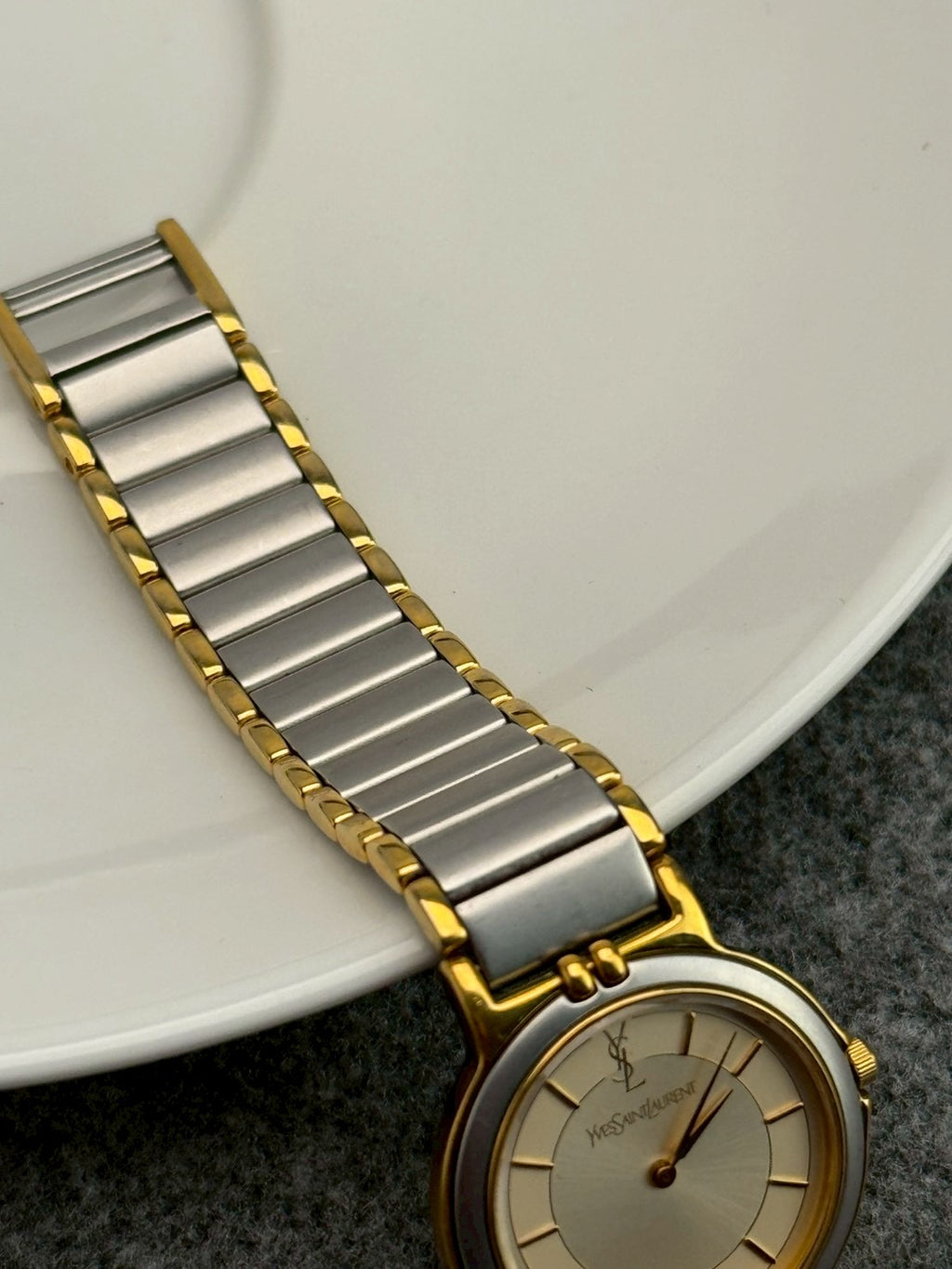 Ysl cream dial two-tone c.0480