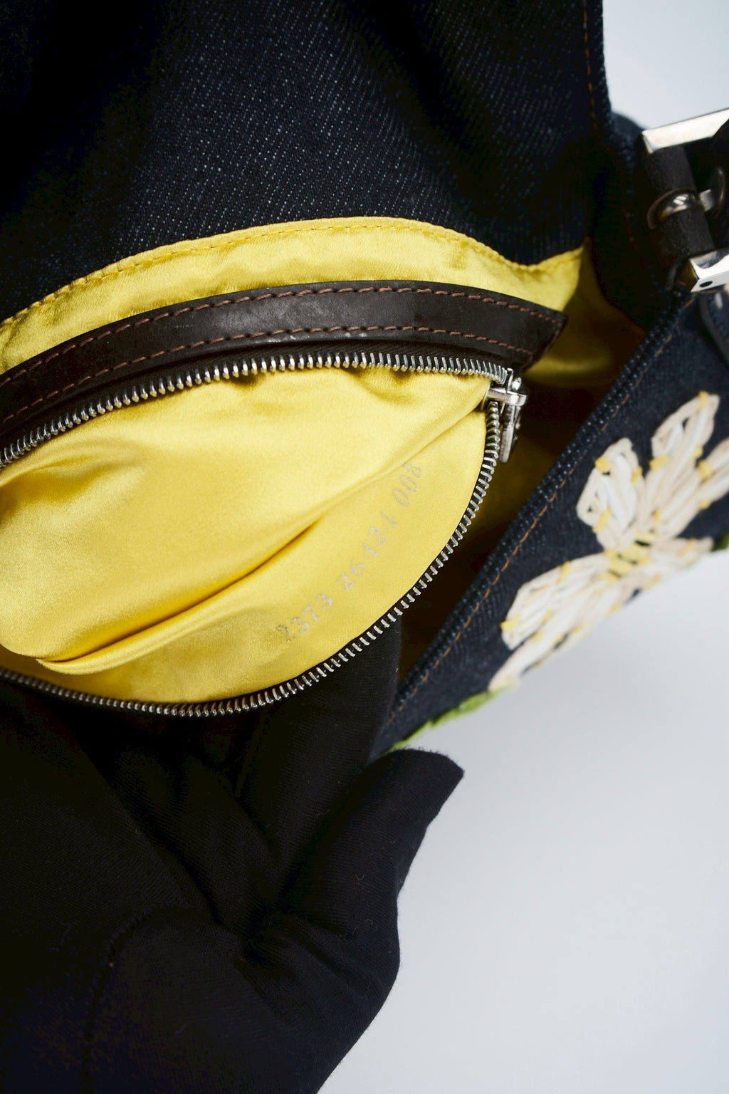 Fendi baguette flower denim