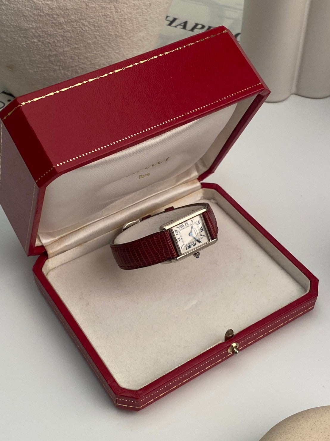 Cartier tank Qz white dial silver