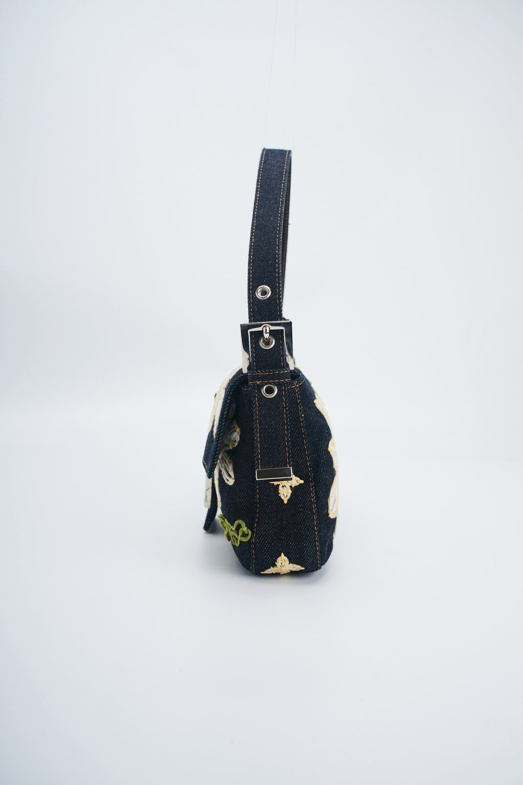 Fendi baguette flower denim