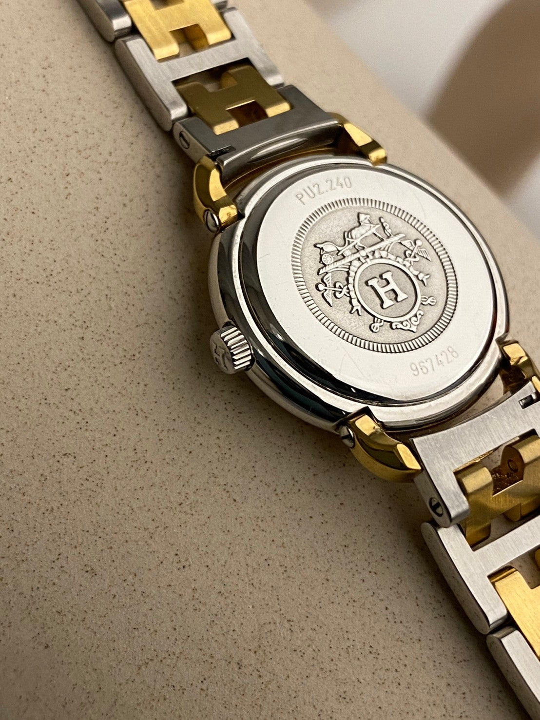 Hermes vintage two tone date lady c.7428
